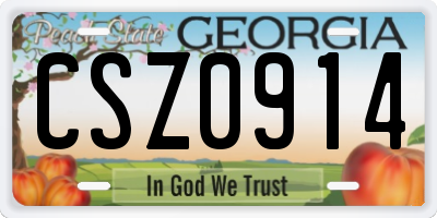 GA license plate CSZ0914