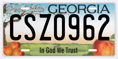 GA license plate CSZ0962
