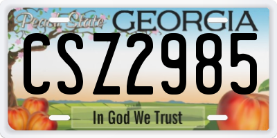 GA license plate CSZ2985