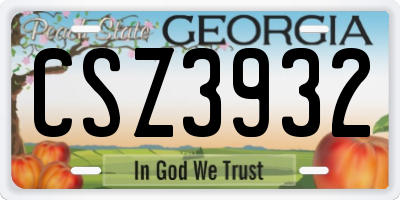 GA license plate CSZ3932