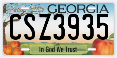 GA license plate CSZ3935