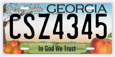 GA license plate CSZ4345