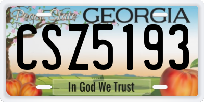 GA license plate CSZ5193