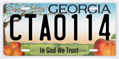 GA license plate CTA0114