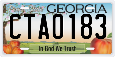 GA license plate CTA0183