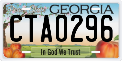 GA license plate CTA0296