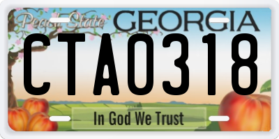 GA license plate CTA0318