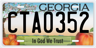 GA license plate CTA0352