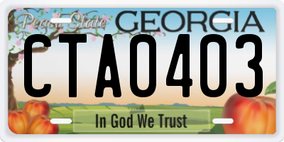 GA license plate CTA0403