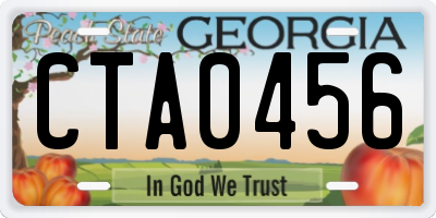 GA license plate CTA0456