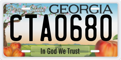 GA license plate CTA0680