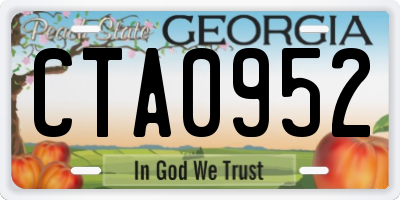 GA license plate CTA0952