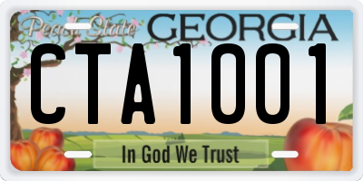 GA license plate CTA1001