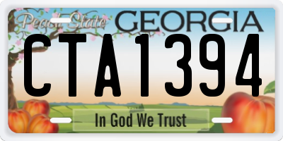 GA license plate CTA1394