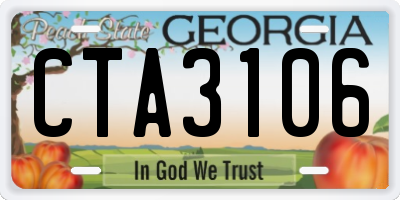GA license plate CTA3106