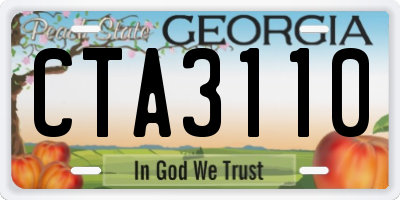 GA license plate CTA3110