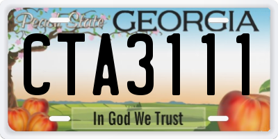 GA license plate CTA3111