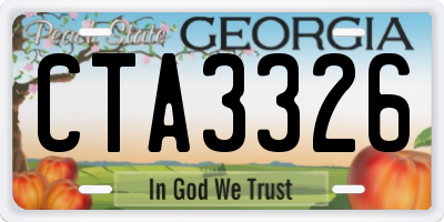 GA license plate CTA3326
