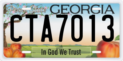 GA license plate CTA7013