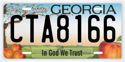 GA license plate CTA8166