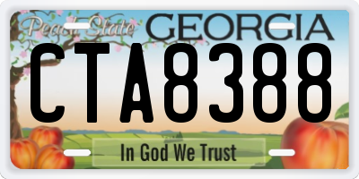 GA license plate CTA8388