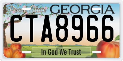 GA license plate CTA8966