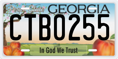 GA license plate CTB0255