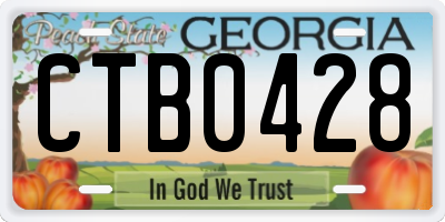 GA license plate CTB0428