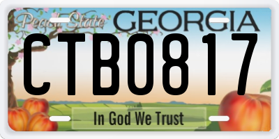 GA license plate CTB0817