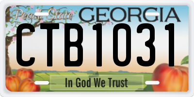 GA license plate CTB1031