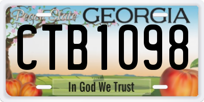 GA license plate CTB1098