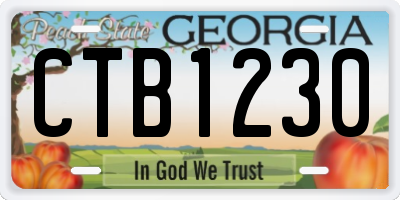 GA license plate CTB1230
