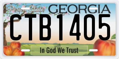 GA license plate CTB1405