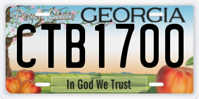 GA license plate CTB1700