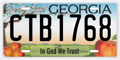 GA license plate CTB1768