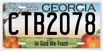 GA license plate CTB2078