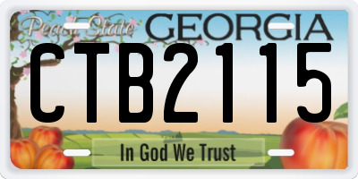 GA license plate CTB2115