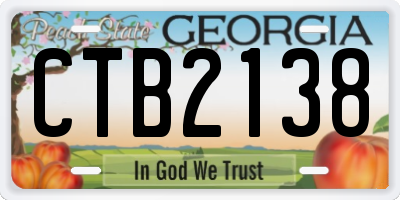 GA license plate CTB2138