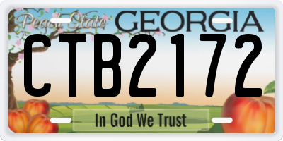 GA license plate CTB2172
