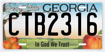 GA license plate CTB2316
