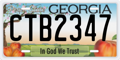 GA license plate CTB2347
