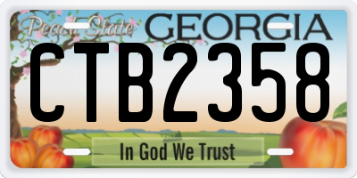GA license plate CTB2358