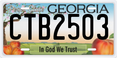 GA license plate CTB2503