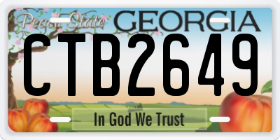 GA license plate CTB2649