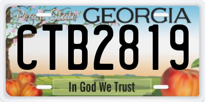 GA license plate CTB2819