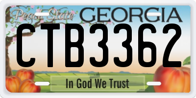 GA license plate CTB3362