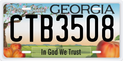 GA license plate CTB3508