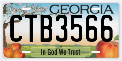 GA license plate CTB3566