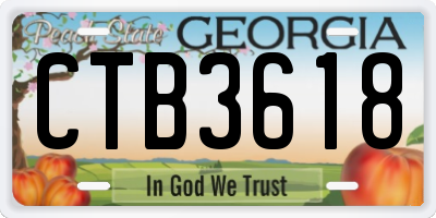 GA license plate CTB3618