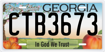 GA license plate CTB3673